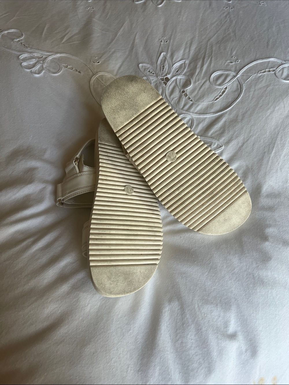 a new day White Strappy Sandals with Gold Buckles - Picture 3 of 4